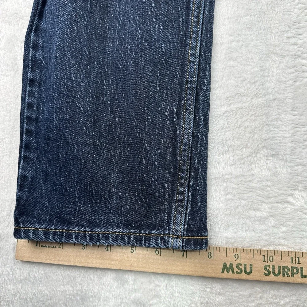 Levi's Mens 34x32 Blue Dark Wash Denim 505 Regular Fit Straight Leg Jeans